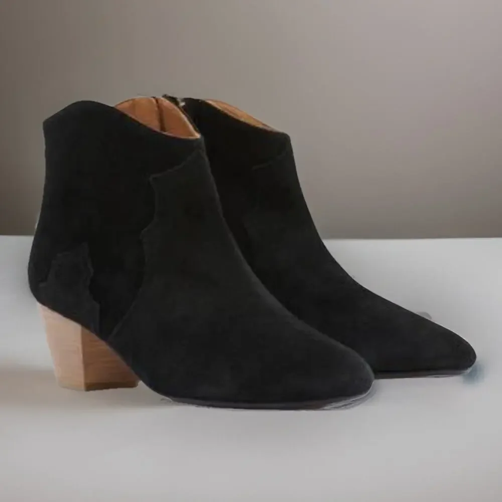 Isabel Marant Western Suede Dicker Boots Black Bootie French Luxury 38 7.5-8
